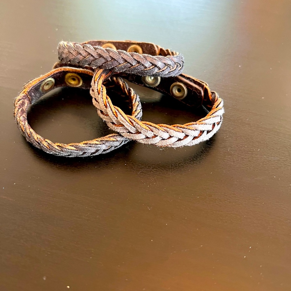 Aerie/AE braided bracelets, 3, metallic silver